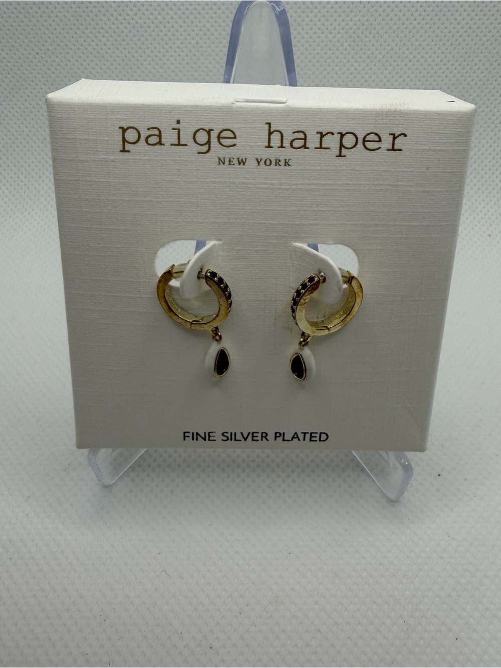 Paige Harper Gold and Black Teardrop Hoop Earrings